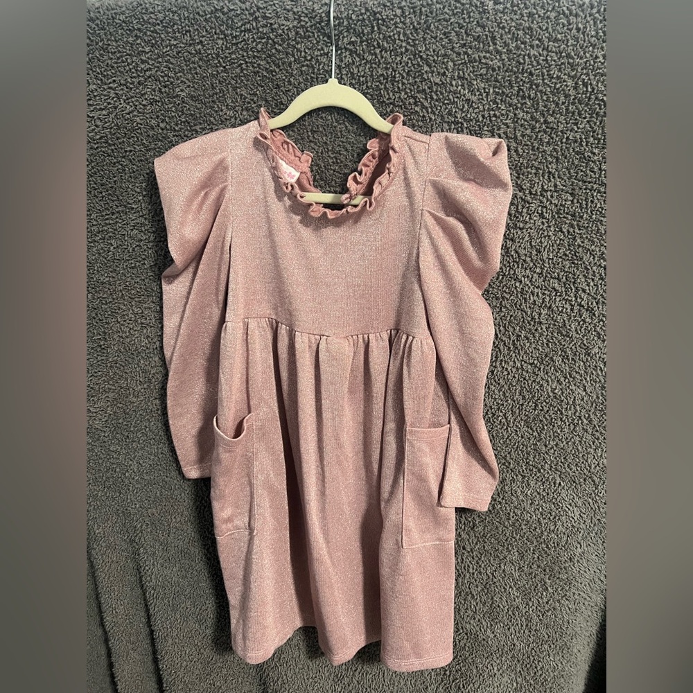 Pink Ruffled Dress with Pockets